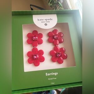 New in box kate spade for target red pink flower earrings.